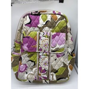 Vera Bradley Flowers Cotton Small Backpack Floral Green Purple Portobello Road